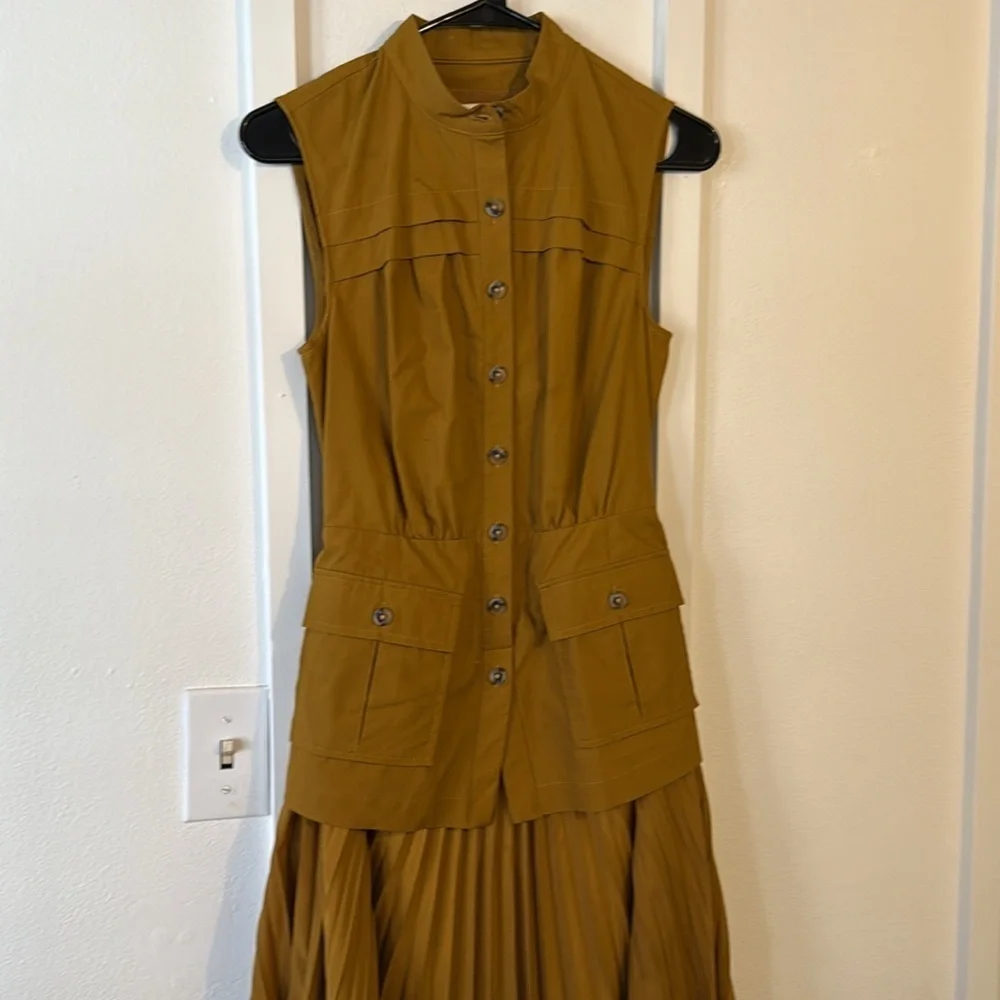 Anthropology safari pleated vest dress RARE! - Picture 7 of 8